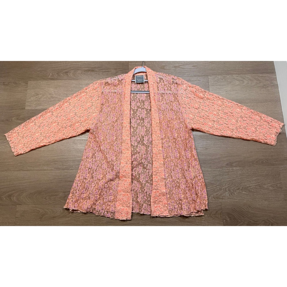 Harubella Handmade Floral Lace Cardigan Peach Boho Festival Layer